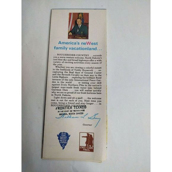 Vintage 1969 North Dakota Highway Road Travel Map John Deere Greyhound Ad - Picture 3 of 8